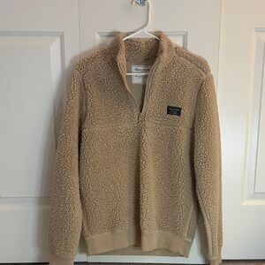 Abercrombie & Fitch Men's Tan Sherpa Zip-Up Sweater